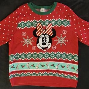 Vintage Retired Disney Minnie Mouse 2XL Oversized Holiday Christmas Sweater Rare